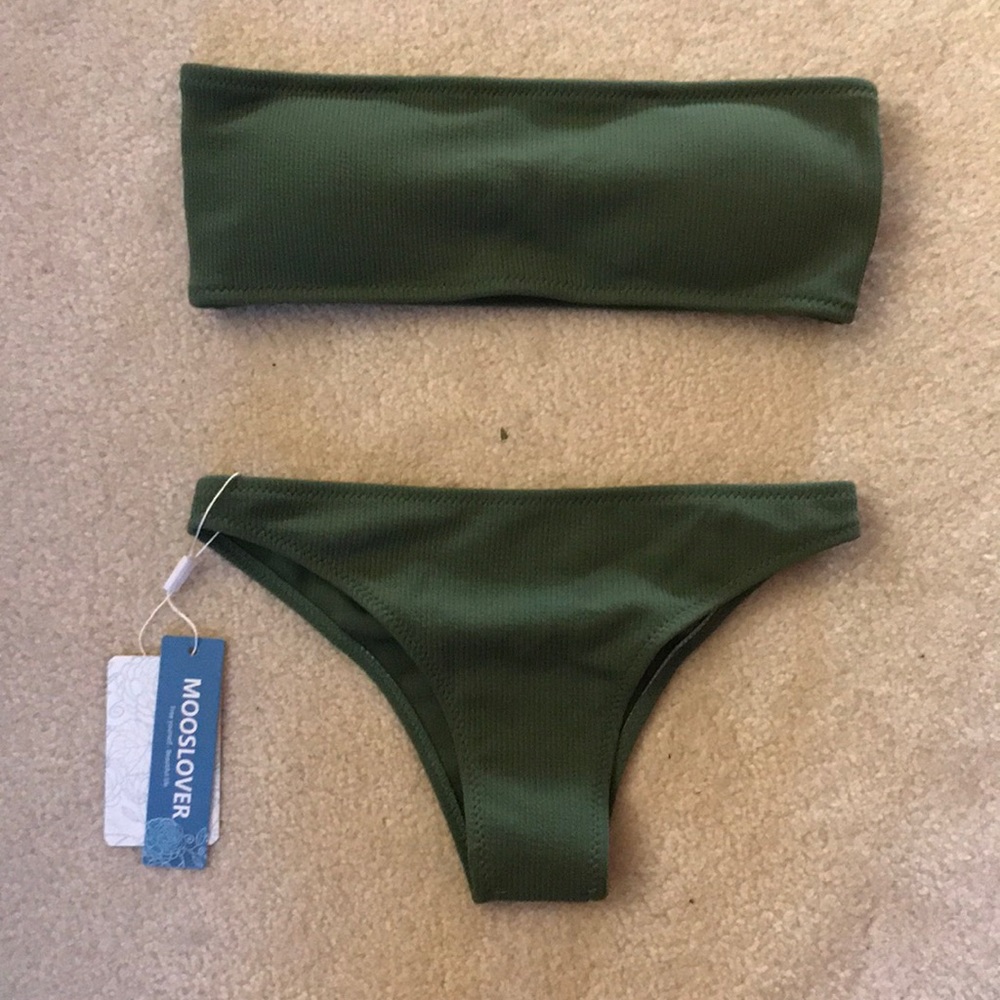 Army green bandeau bikini